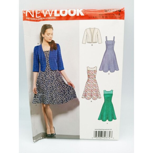 New Look Pattern S0374 Womens Dresses Full Skirt and Bolero Uncut Sewing SZ 8-18 - Picture 1 of 2